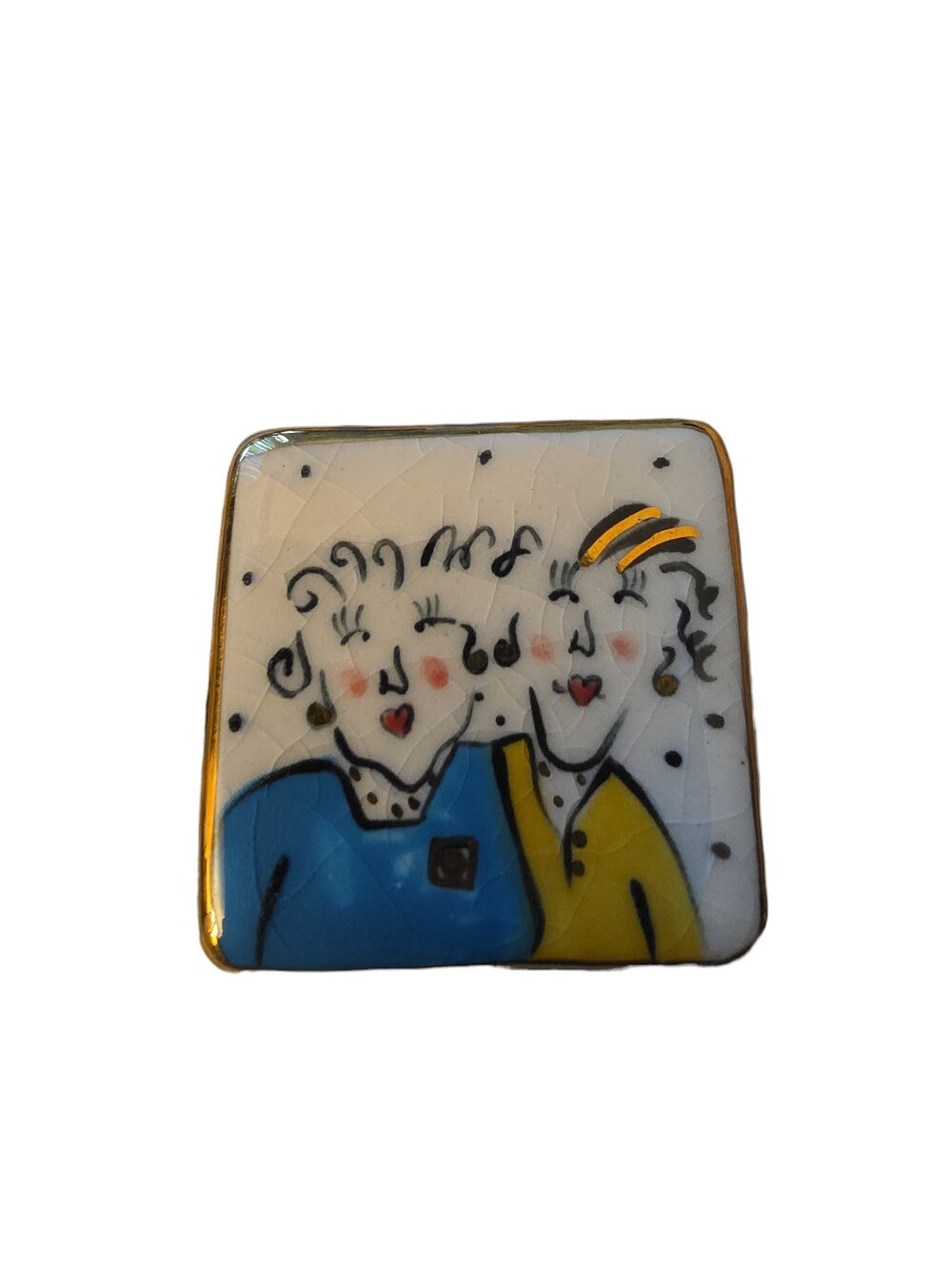 Vintage Hand-Painted Ceramic Pin